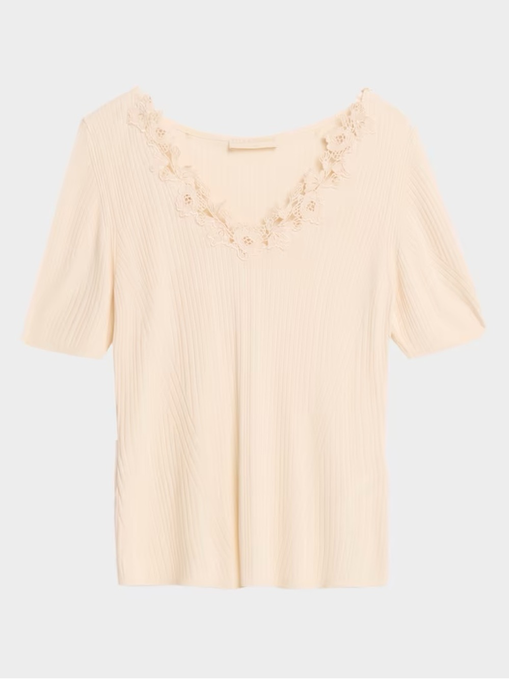 Ulla Johnson Lace-Trim Ribbed V-Neck Top
